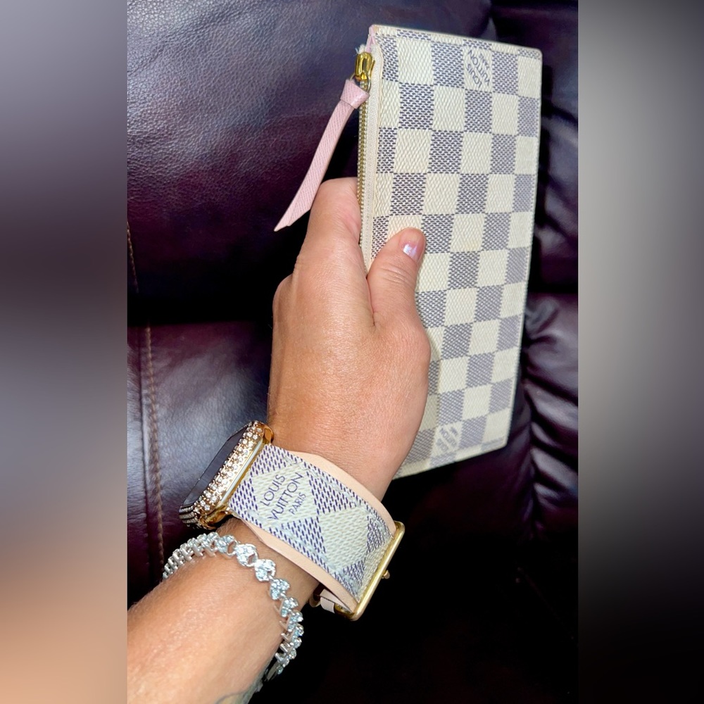 🌸 Vachetta leather Apple Watch band Damier Azure handmade - Picture 6 of 16